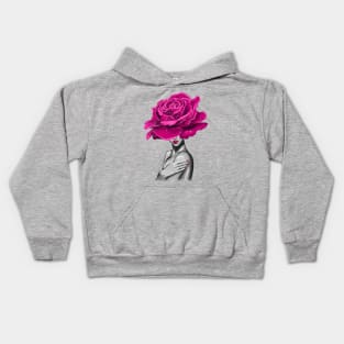 Girl with beautiful flowers instead of a head. Kids Hoodie